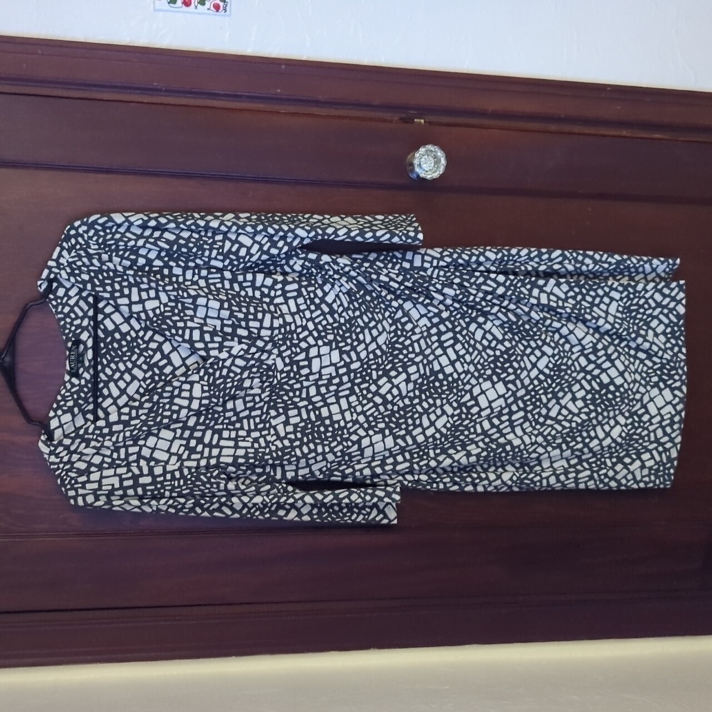 Lauren Ralph Lauren Black and White Geometric Midi Dress